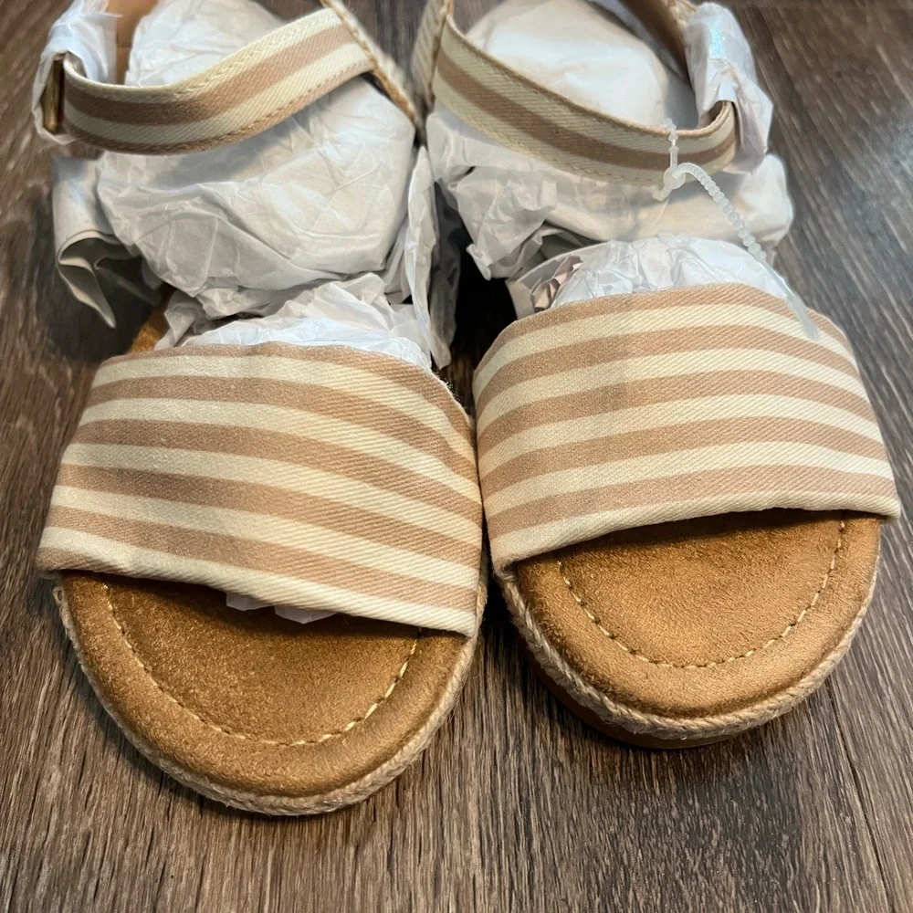 MIA Tan and Cream Sandals with Striped Design